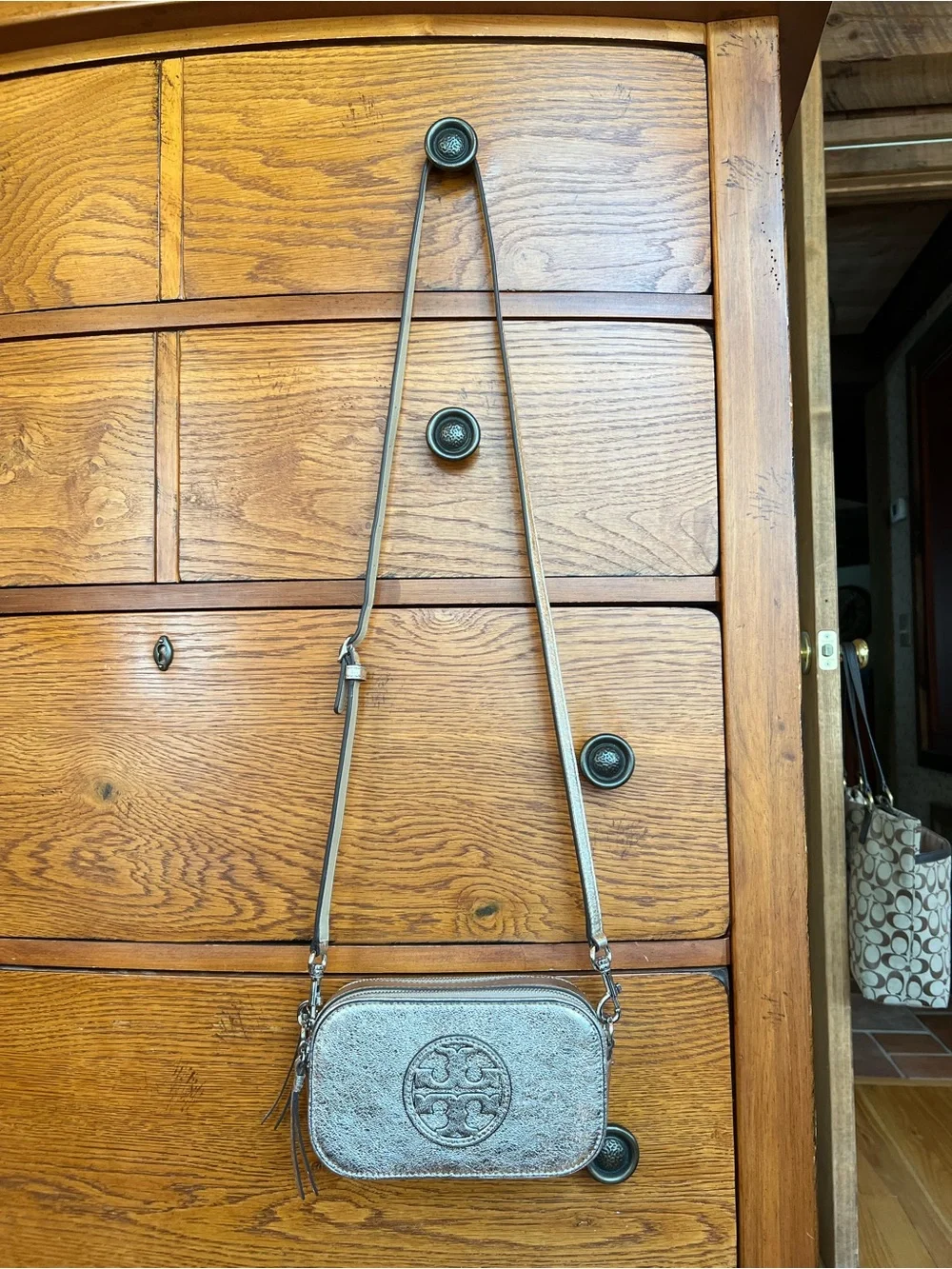 Tory Burch Gold Leather Miller Mini Metallic Crossbody Bag